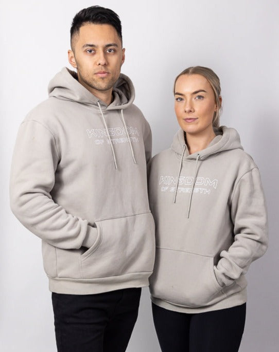 OUTLINE HOODIE JUMPER GREY COFFEE UNISEX Kingdom of Strength