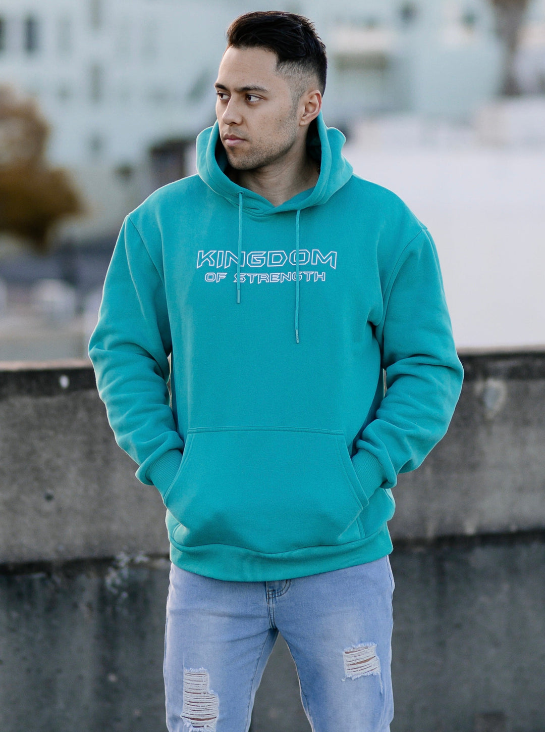 OUTLINE HOODIE / JUMPER - TURQUOISE - UNISEX