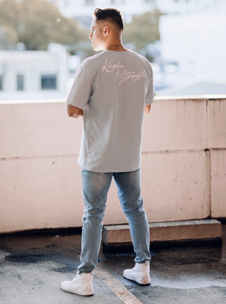 SCRIPT OVERSIZED TEE - PALE BLUE - UNISEX