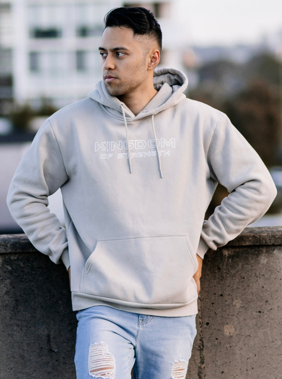 OUTLINE HOODIE / JUMPER - GREY COFFEE - UNISEX