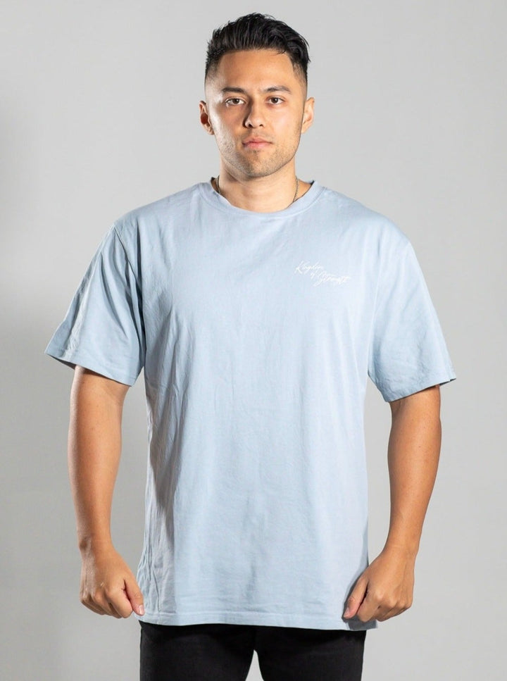 SCRIPT OVERSIZED TEE - PALE BLUE - UNISEX